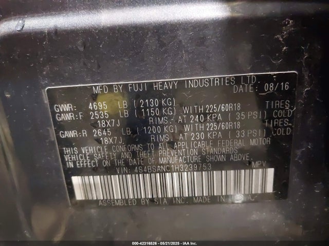 4S4BSANC1H3239753 Subaru u5
