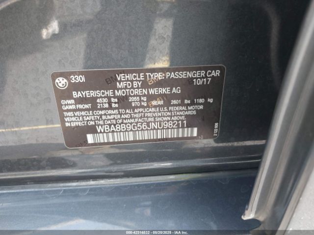 WBA8B9G56JNU98211 BMW 330I