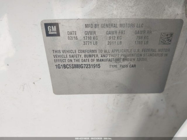 1G1BC5SM8G7231915 Chevrolet Cruze Ls Auto