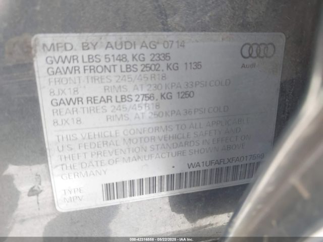 WA1UFAFLXFA017599 Audi flex fuel capable engine