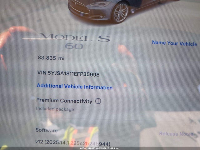 2014 TESLA MODEL S 5YJSA1S11EFP35998 Photo 6