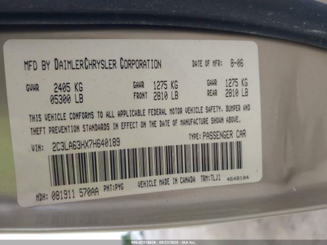 2007 CHRYSLER 300C 2C3LA63HX7H640189 Photo 8