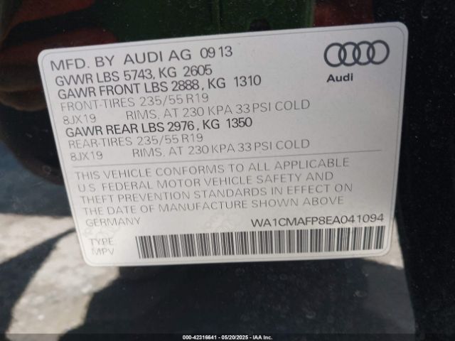 2014 AUDI Q5 WA1CMAFP8EA041094 Photo 8