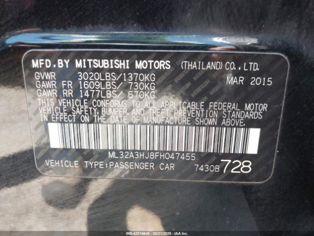 2015 MITSUBISHI MIRAGE ML32A3HJ8FH047455 Photo 8