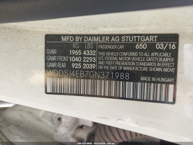 WDDSJ4EB7GN371988 Mercedes-Benz 2016