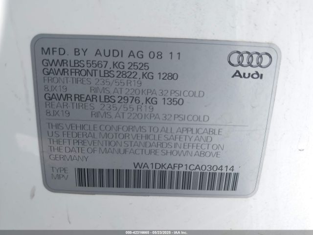 2012 AUDI Q5 WA1DKAFP1CA030414 Photo 8