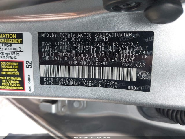 4T1B11HK0JU580891 Toyota a25a-fks