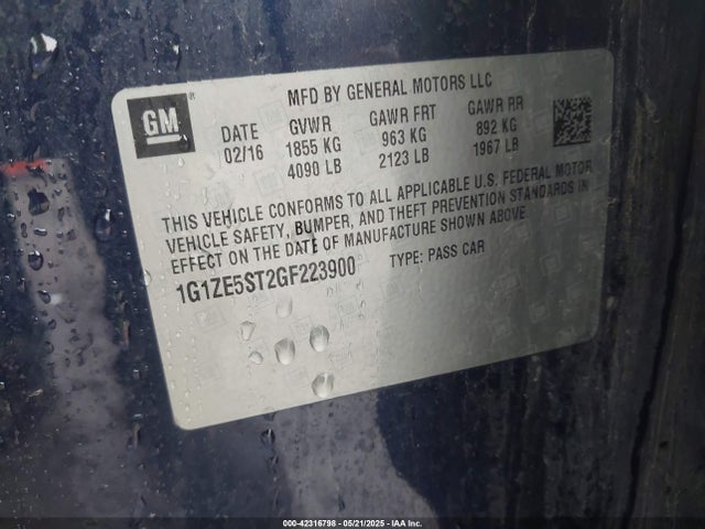 1G1ZE5ST2GF223900 Chevrolet MALIBU 1LT