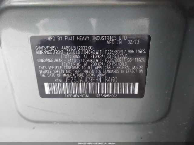 JF2SJAJC9EH418460 Subaru Forester 2.5i Limited