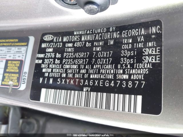 2014 KIA SORENTO 5XYKT3A6XEG473877 Photo 8