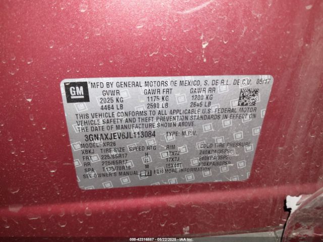 3GNAXJEV6JL113084 Chevrolet EQUINOX LT