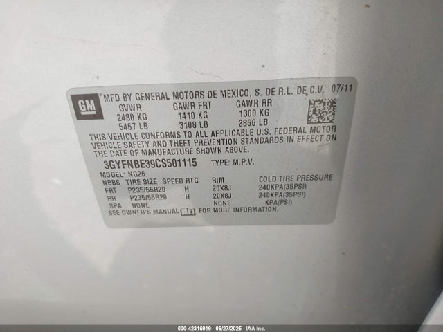 2012 CADILLAC SRX 3GYFNBE39CS501115 Photo 8