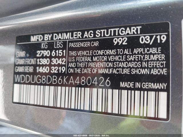 2019 MERCEDES-BENZ S 560 WDDUG8DB6KA480426 Photo 8
