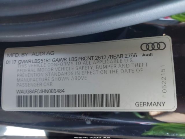 2017 AUDI A6 WAUG8AFC4HN089484 Photo 8
