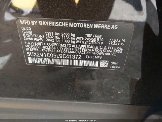 5UX2V1C05L9C41372 BMW X4 Xdrive30i