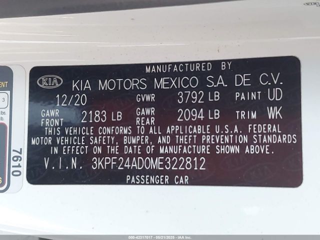 3KPF24AD0ME322812 KIA mpi nu