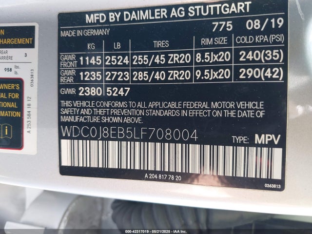 WDC0J8EB5LF708004 Mercedes-Benz m264