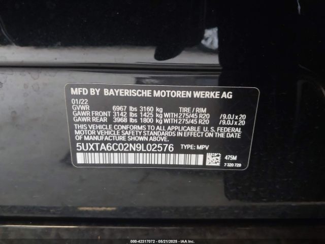 5UXTA6C02N9L02576 BMW X5 Phev Xdrive45e