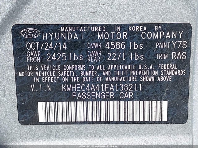 Hyundai dohc mpi theta ii 2015 KMHEC4A41FA133211 Image 9