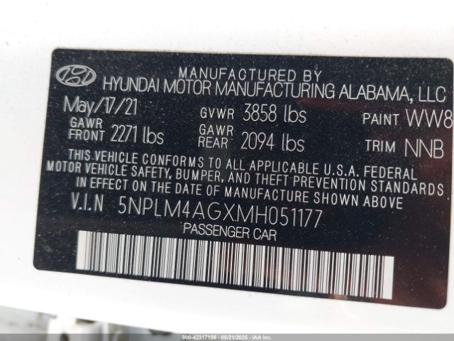 2021 HYUNDAI ELANTRA 5NPLM4AGXMH051177 Photo 8