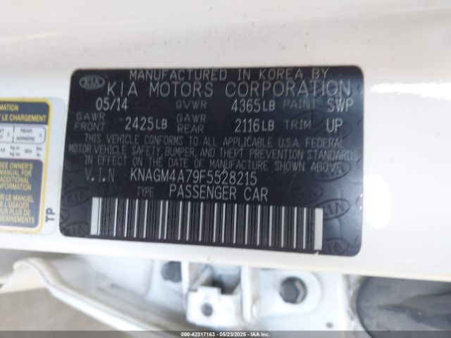 KNAGM4A79F5528215 KIA Optima Lx
