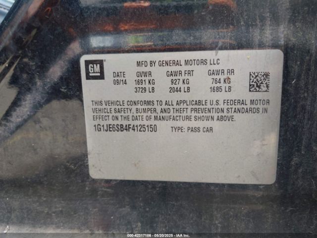 1G1JE6SB4F4125150 Chevrolet Sonic Ltz Auto