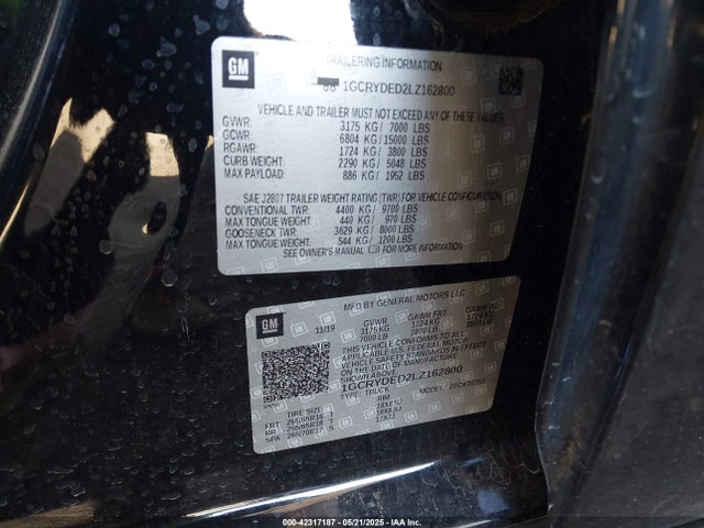 1GCRYDED2LZ162800 Chevrolet l84 - di, dfm, alum, gen 5, var 2