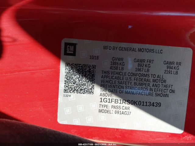 2019 CHEVROLET CAMARO 1G1FB1RS0K0113439 Photo 8