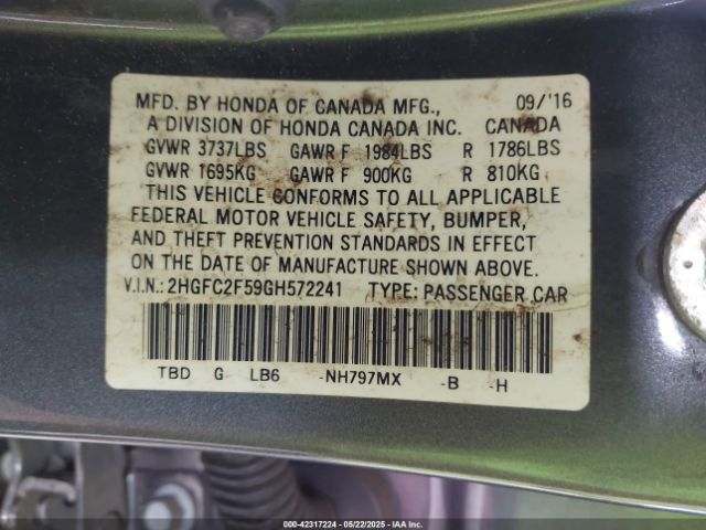 2HGFC2F59GH572241 Honda Civic Lx