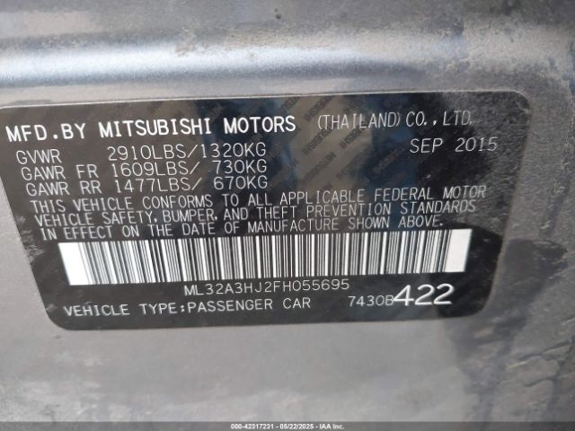 ML32A3HJ2FH055695 Mitsubishi MIRAGE DE
