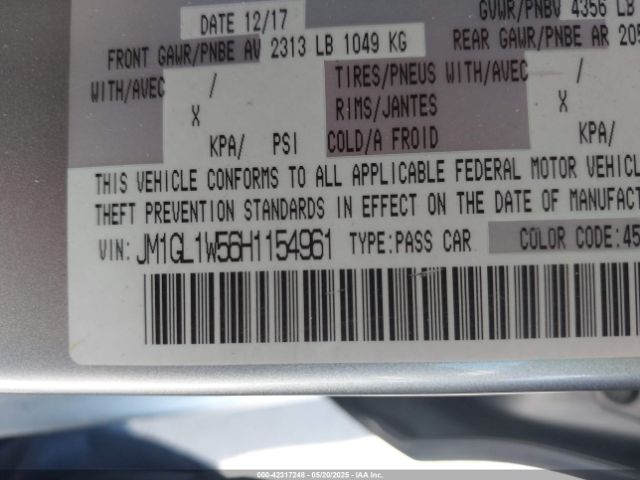 2017 MAZDA MAZDA6 JM1GL1W56H1154961 Photo 8