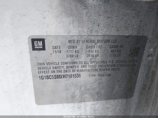 1G1BC5SMXH7181536 Chevrolet Cruze Ls Auto