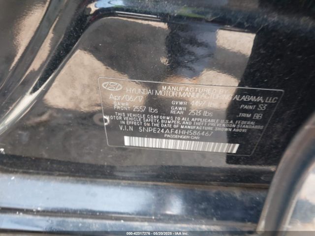 5NPE24AF4HH586467 Hyundai Sonata