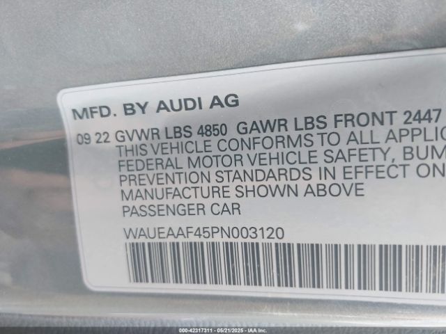 WAUEAAF45PN003120 Audi A4 Premium Plus 45 Tfsi S Line Quattro S Tronic