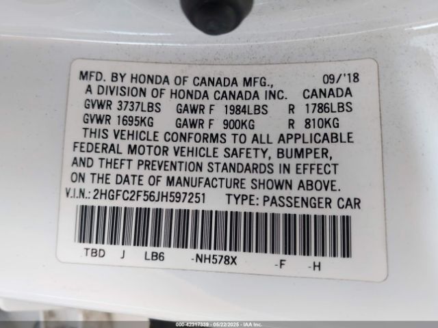 2HGFC2F56JH597251 Honda k20c2