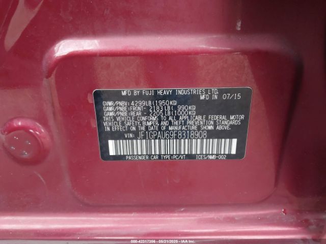 JF1GPAU69F8318908 Subaru Impreza 2.0i Sport Premium