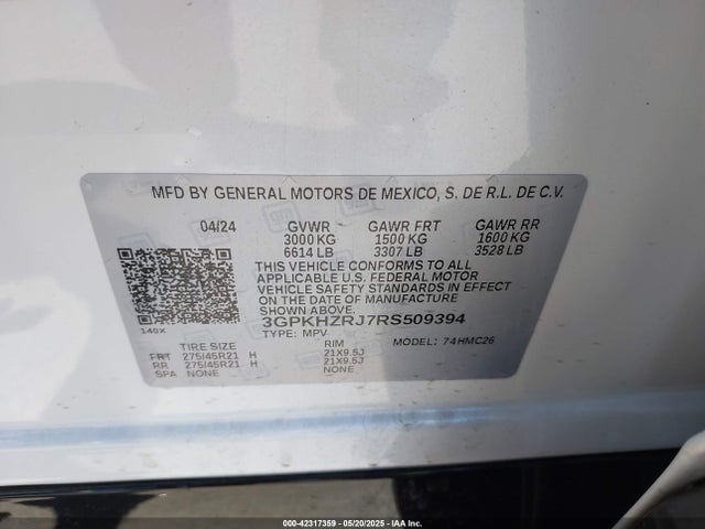 3GPKHZRJ7RS509394 Honda x0c+ec5