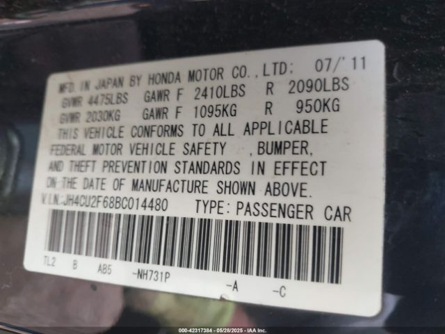 2011 ACURA TSX JH4CU2F68BC014480 Photo 8