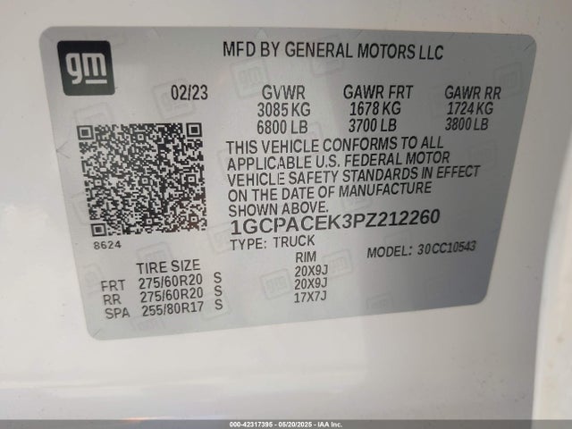 1GCPACEK3PZ212260 Chevrolet l3b