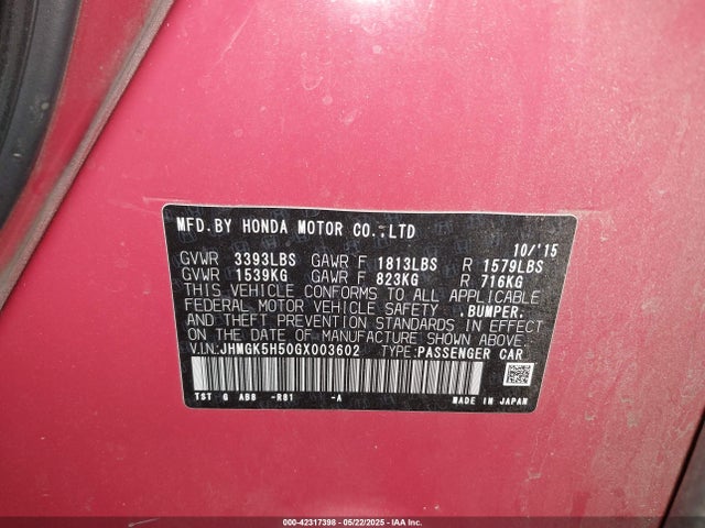 JHMGK5H50GX003602 Honda l15b1