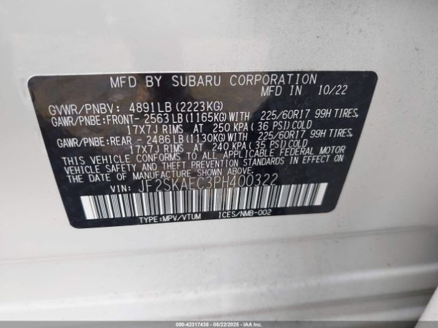 2023 SUBARU FORESTER JF2SKAEC3PH400322 Photo 8