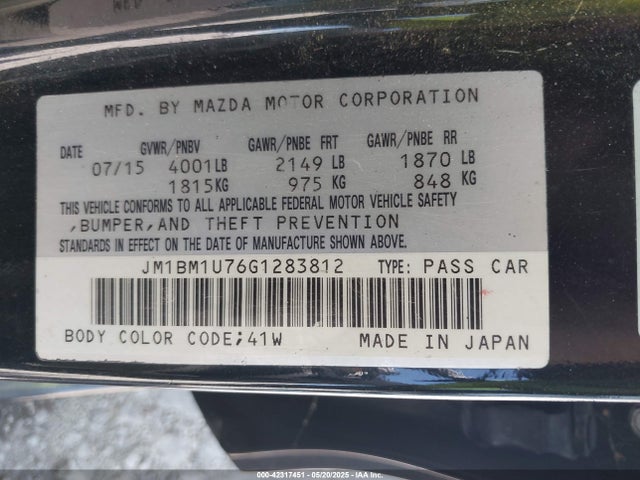JM1BM1U76G1283812 Mazda pe