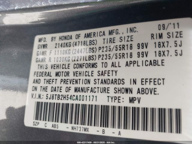 2012 ACURA RDX 5J8TB2H54CA001171 Photo 8