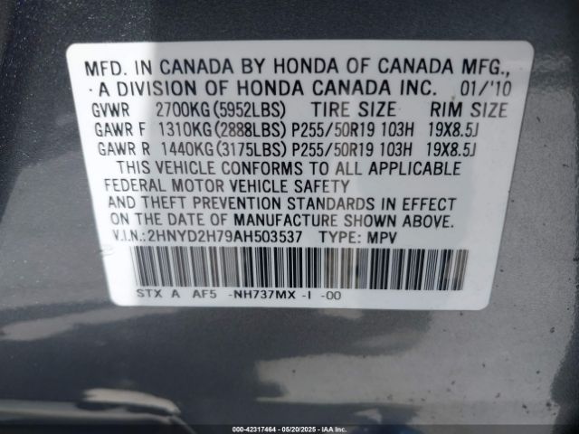 2010 ACURA MDX 2HNYD2H79AH503537 Photo 8