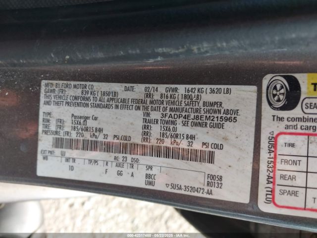 3FADP4EJ8EM215965 Ford FIESTA SE