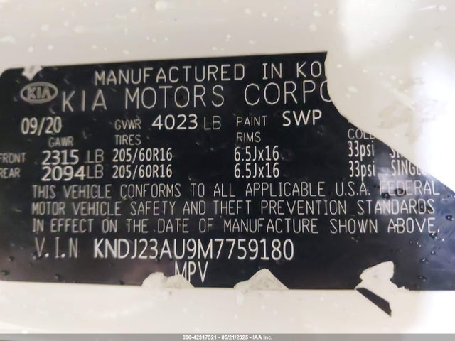 KNDJ23AU9M7759180 KIA SOUL LX
