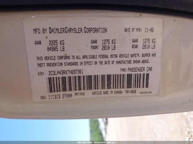 2007 CHRYSLER 300 2C3LA43RX7H697361 Photo 8