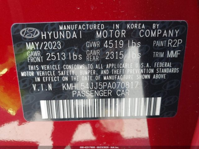 KMHL54JJ5PA070817 Hyundai Sonata Hybrid Limited