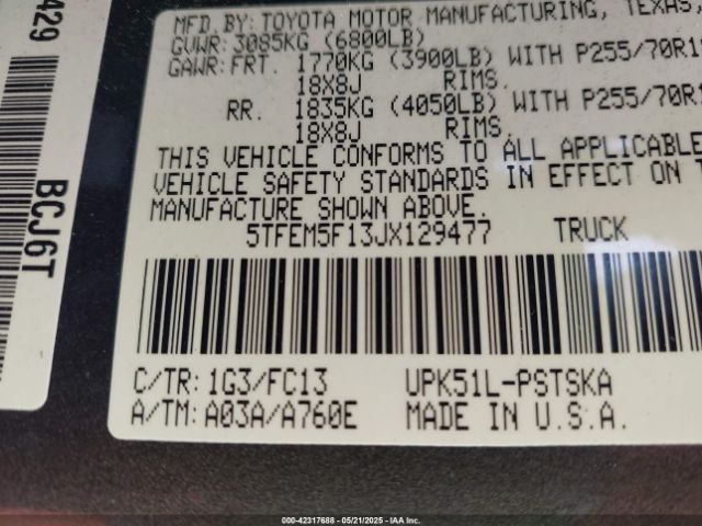 5TFEM5F13JX129477 Toyota Tundra Sr5 4.6l V8