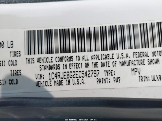 1C4RJEBG2EC542797 Jeep Grand Cherokee Limited